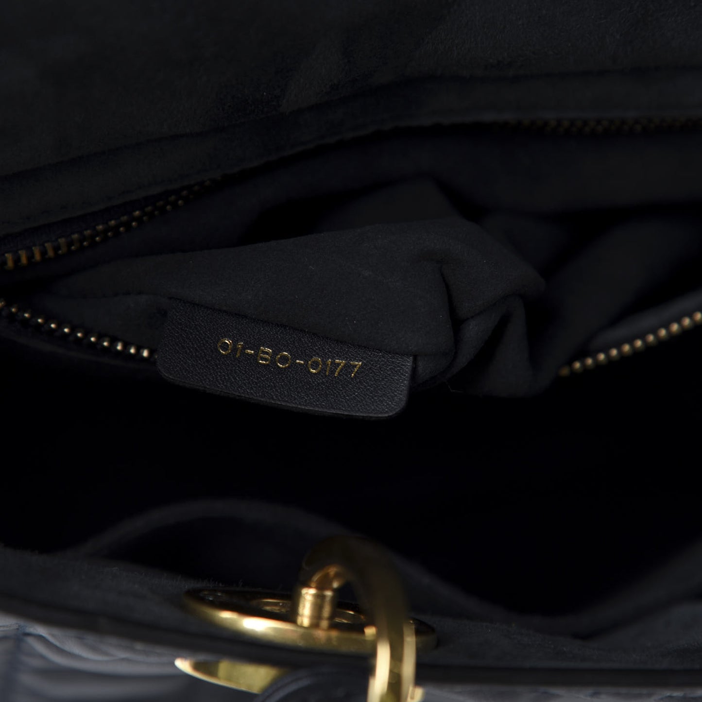 Lambskin Cannage Medium Lady Dior Navy Blue