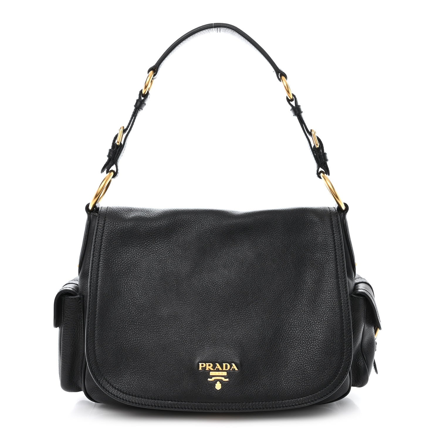 Prada Vitello Daino Antik houlder Bag Black 1 of 13