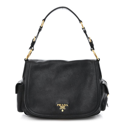 Prada Vitello Daino Antik houlder Bag Black 1 of 13