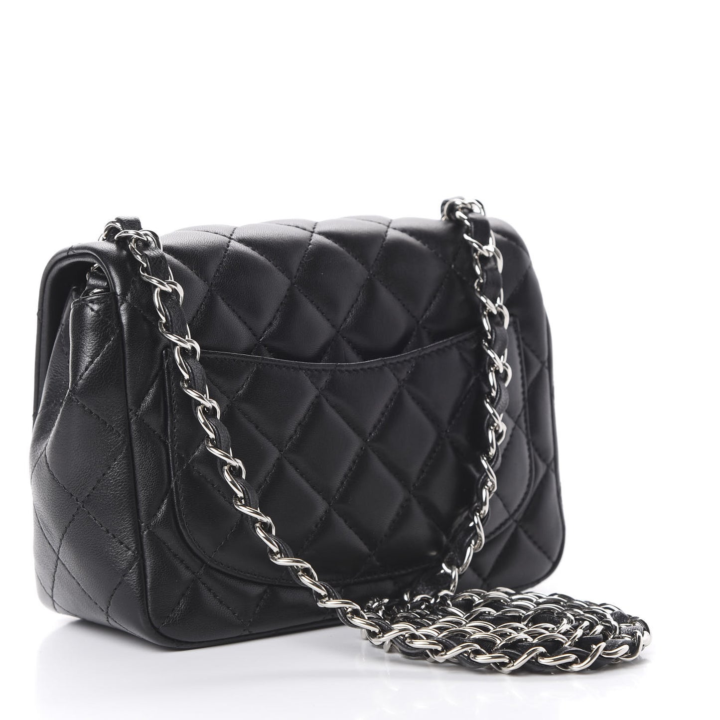 Lambskin Quilted Mini Square Flap Black
