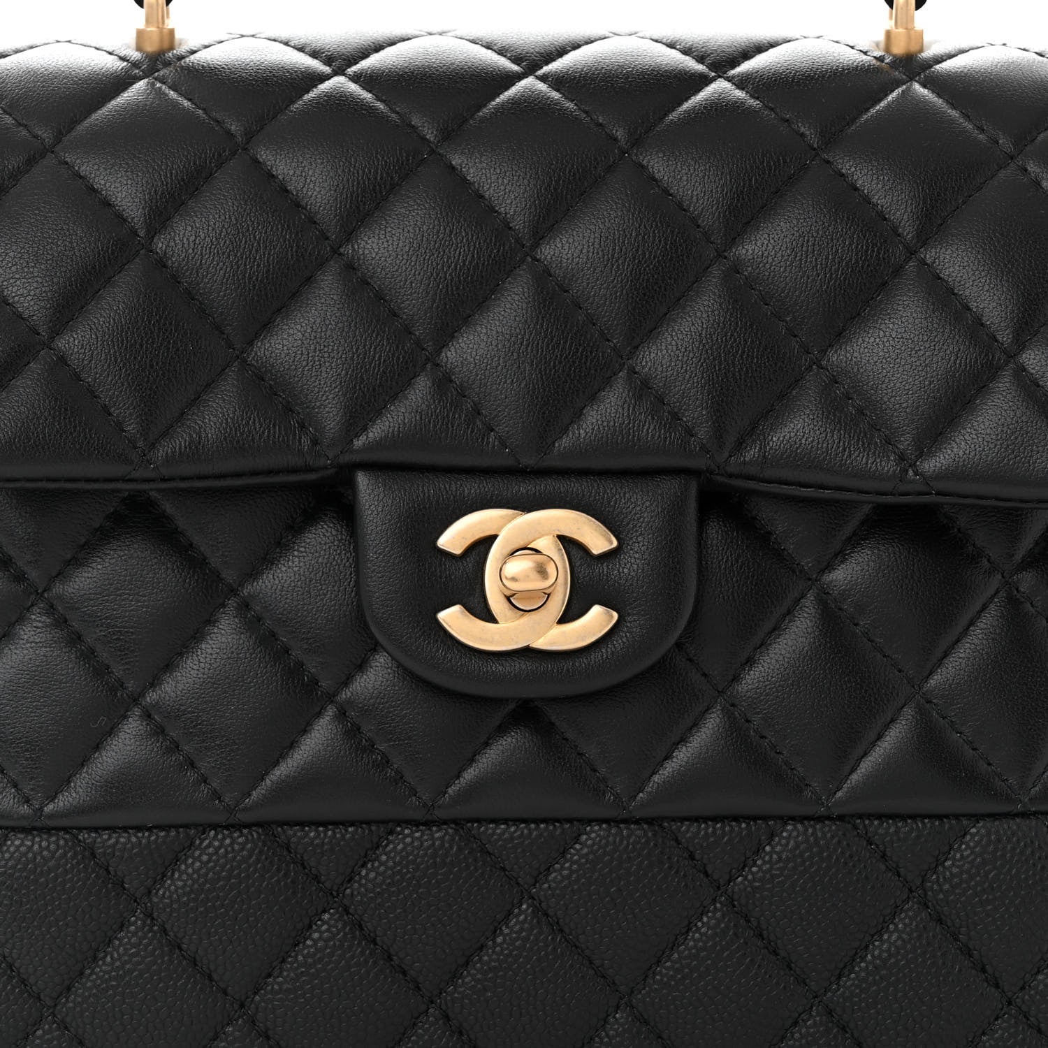 Chanel Caviar Calfskin Quilted Top Handle Flap Black 8 of 10