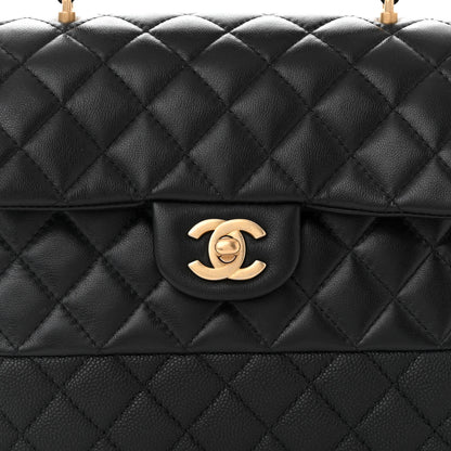Chanel Caviar Calfskin Quilted Top Handle Flap Black 8 of 10