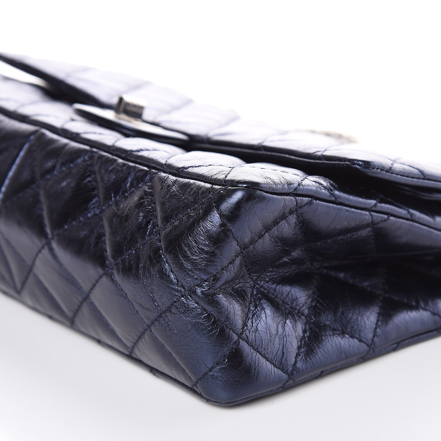 Chanel Metallic Calfskin Quilted 2.55 Reissue 226 Flap Dark Navy Blue 9 of 10