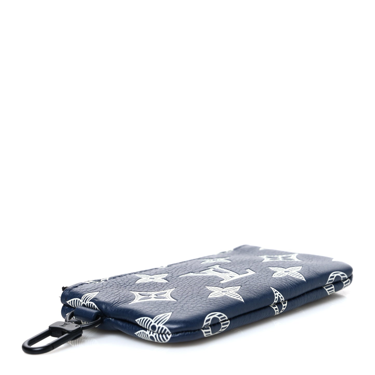 Calfskin Monogram Shadow Trio Messenger Key Pouch Ink Blue White