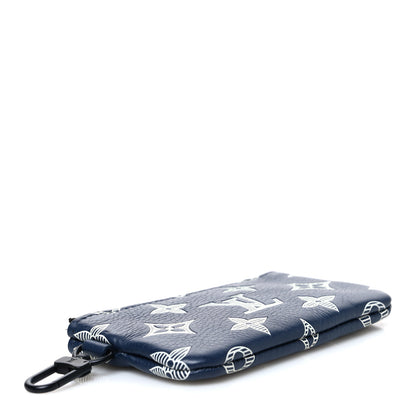 Louis Vuitton Calfskin Monogram Shadow Trio Messenger Key Pouch Ink Blue White 4 of 6