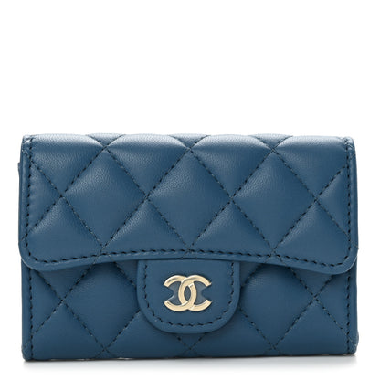 Chanel Lambskin Quilted Flap Card Holder Wallet Dark Blue 1 of 7