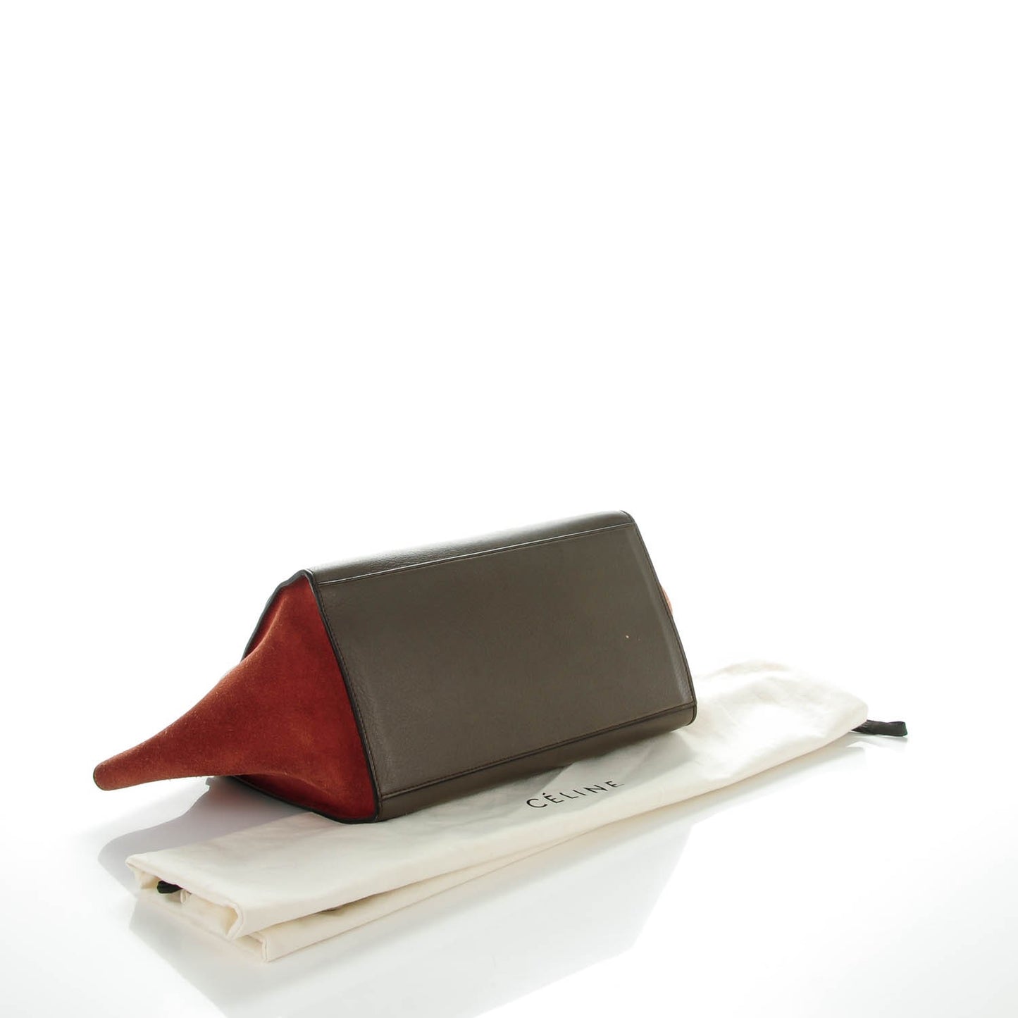 Smooth Calfskin Suede Medium Tri-Color Trapeze Terracotta