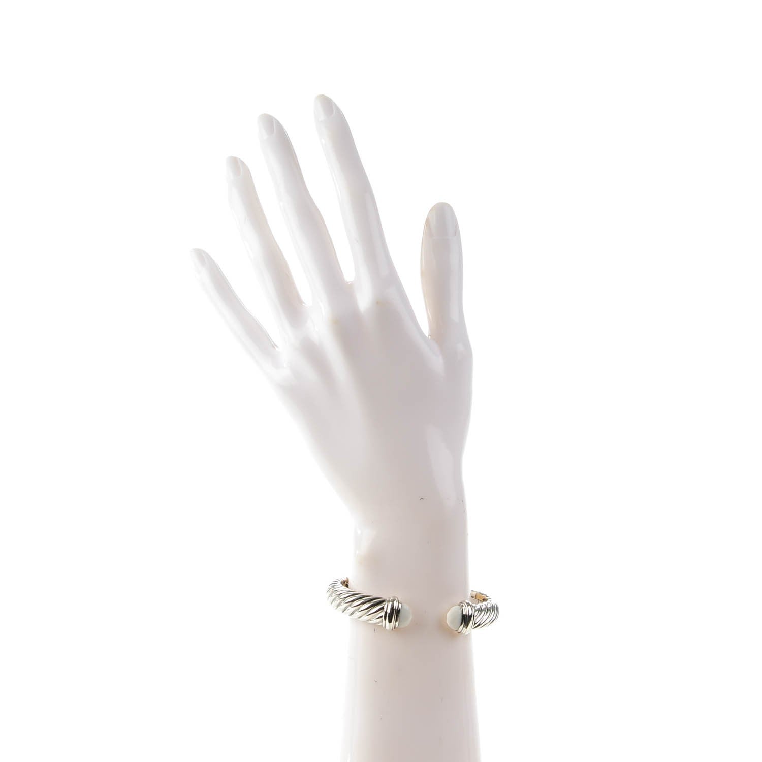 David Yurman Sterling Silver White Agate 10mm Waverly Bracelet 2 of 6