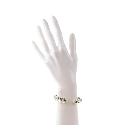 David Yurman Sterling Silver White Agate 10mm Waverly Bracelet 2 of 6