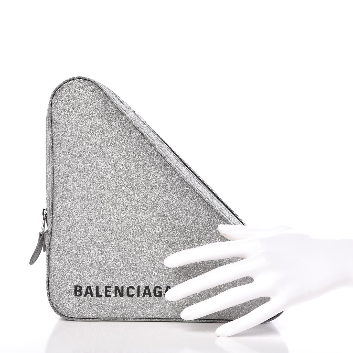 Glitter M Triangle Pouch Argent Black
