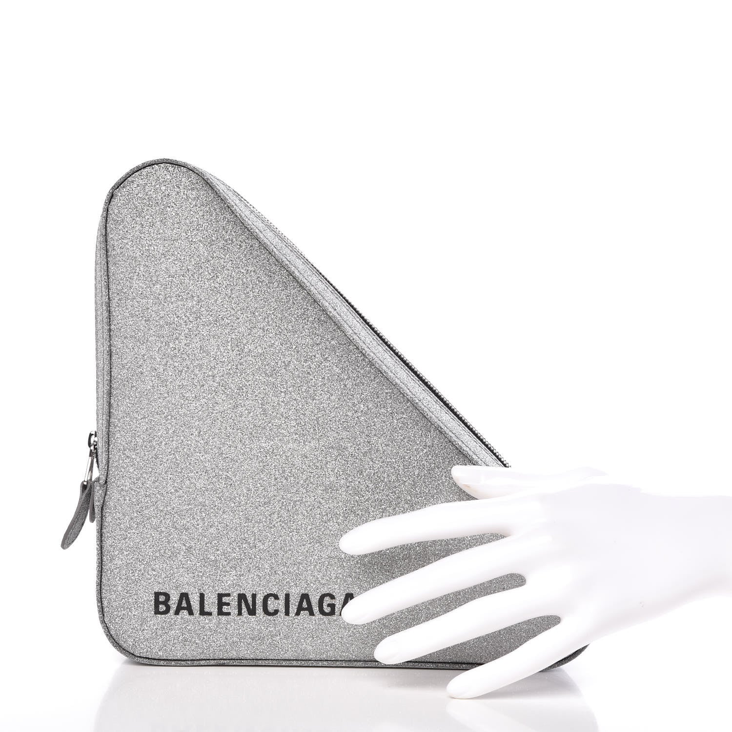Balenciaga Glitter M Triangle Pouch Argent Black 2 of 8