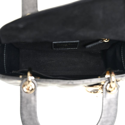 Christian Dior Metallic Grained Calfskin Cannage My ABCDior Lady Dior Gunmetal 4 of 10
