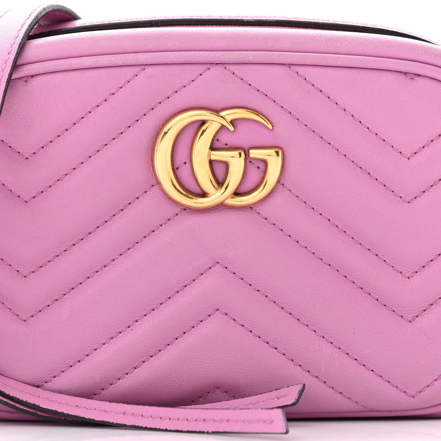 Calfskin Matelasse Mini GG Marmont Chain Shoulder Bag Candy Mousse