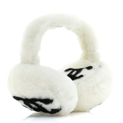 Chanel Shearling CC Ear Muffs White Black 2 of 4