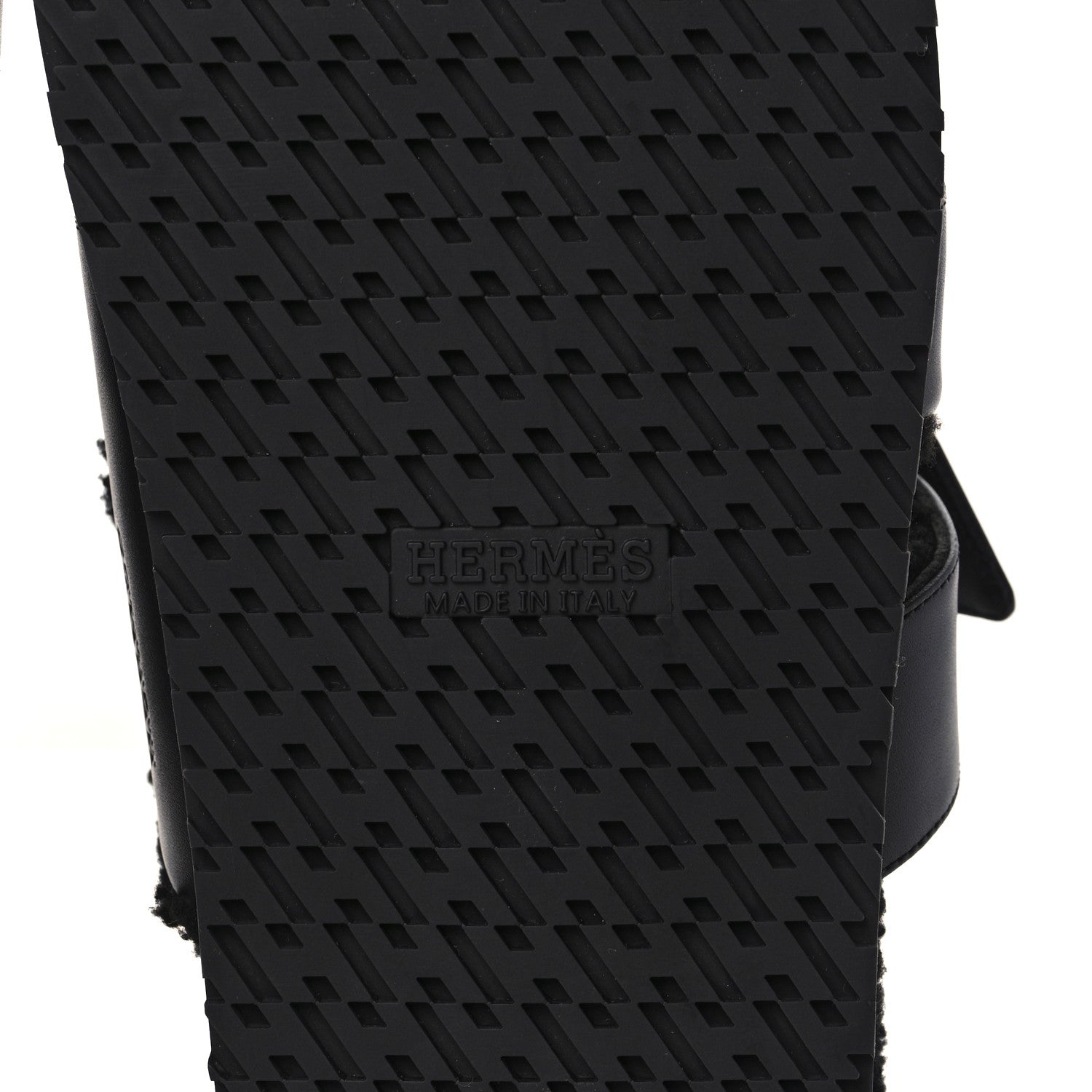 Hermes Calfskin Woolskin Mens Chypre Sandals 43 Black 6 of 8
