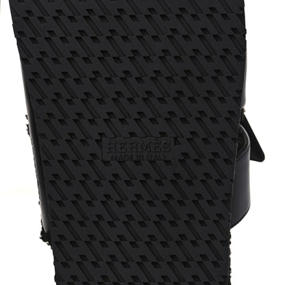 Hermes Calfskin Woolskin Mens Chypre Sandals 43 Black 6 of 8