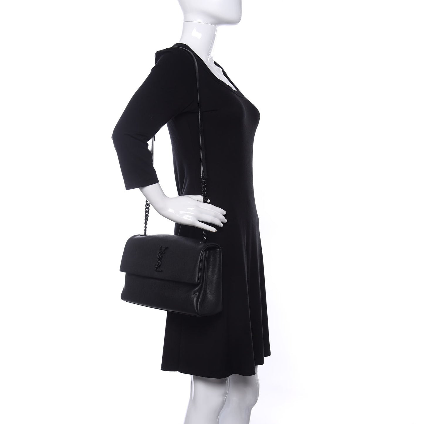 Grain De Poudre Medium West Hollywood Monogram Fold-Over Black