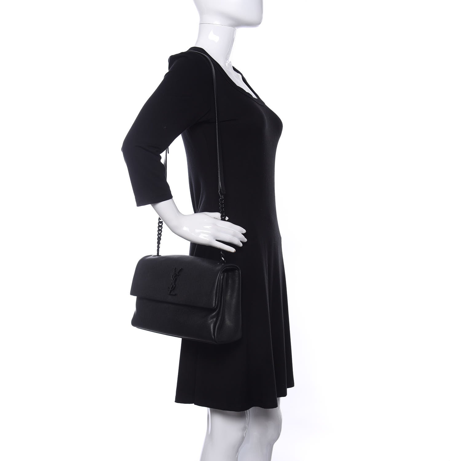 Saint Laurent Grain De Poudre Medium West Hollywood Monogram Fold-Over Black 2 of 9
