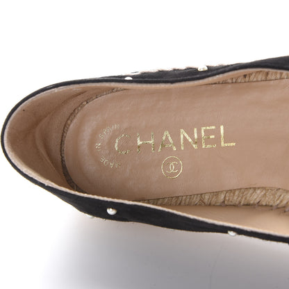 Chanel Suede Pearl CC Espadrilles 38 Black 7 of 11