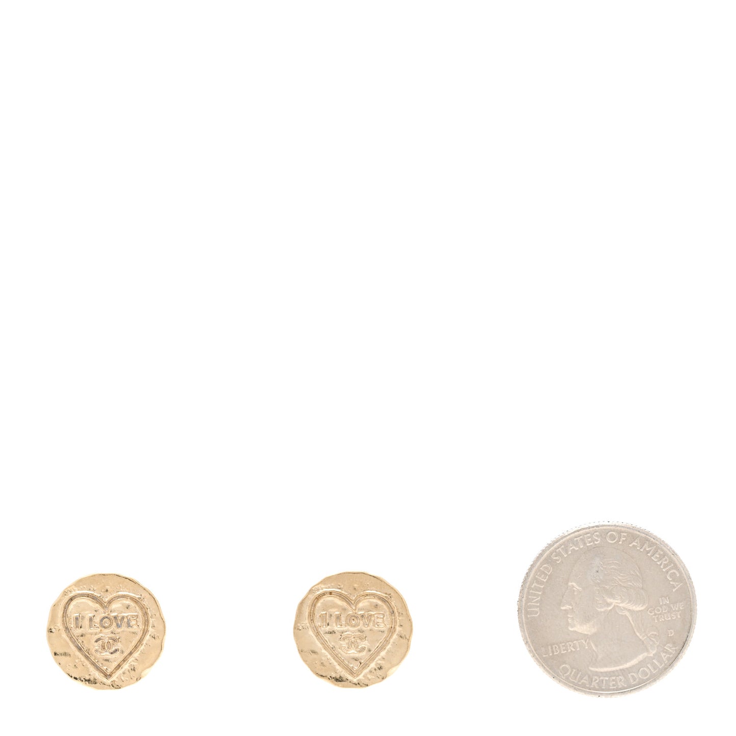 Metal I Love CC Round Earrings Gold