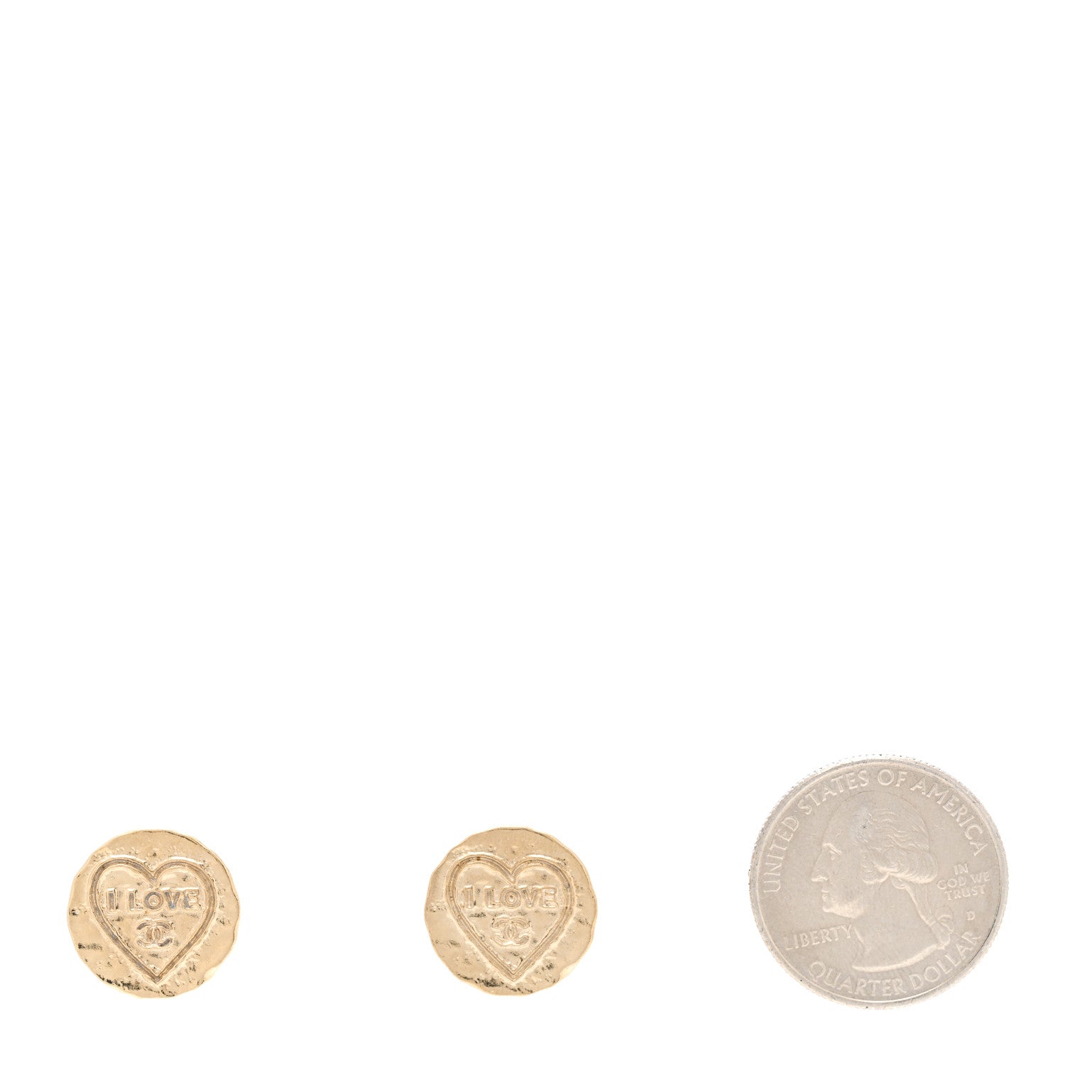 Chanel Metal I Love CC Round Earrings Gold 2 of 4