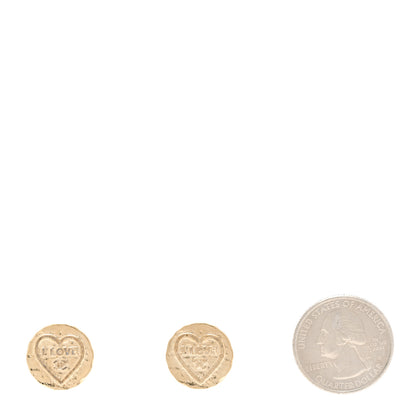 Chanel Metal I Love CC Round Earrings Gold 2 of 4