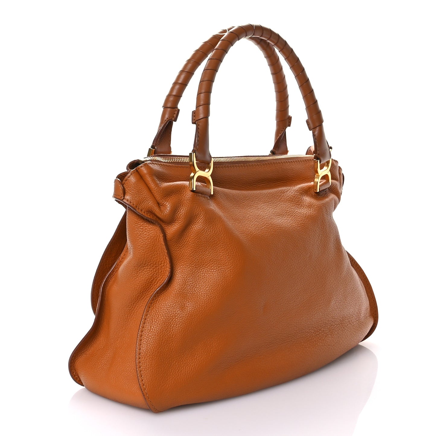 Calfskin Large Marcie Satchel Brown Sugar