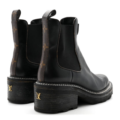 Louis Vuitton Calfskin Monogram Beaubourg Ankle Boots 38 Black 5 of 11