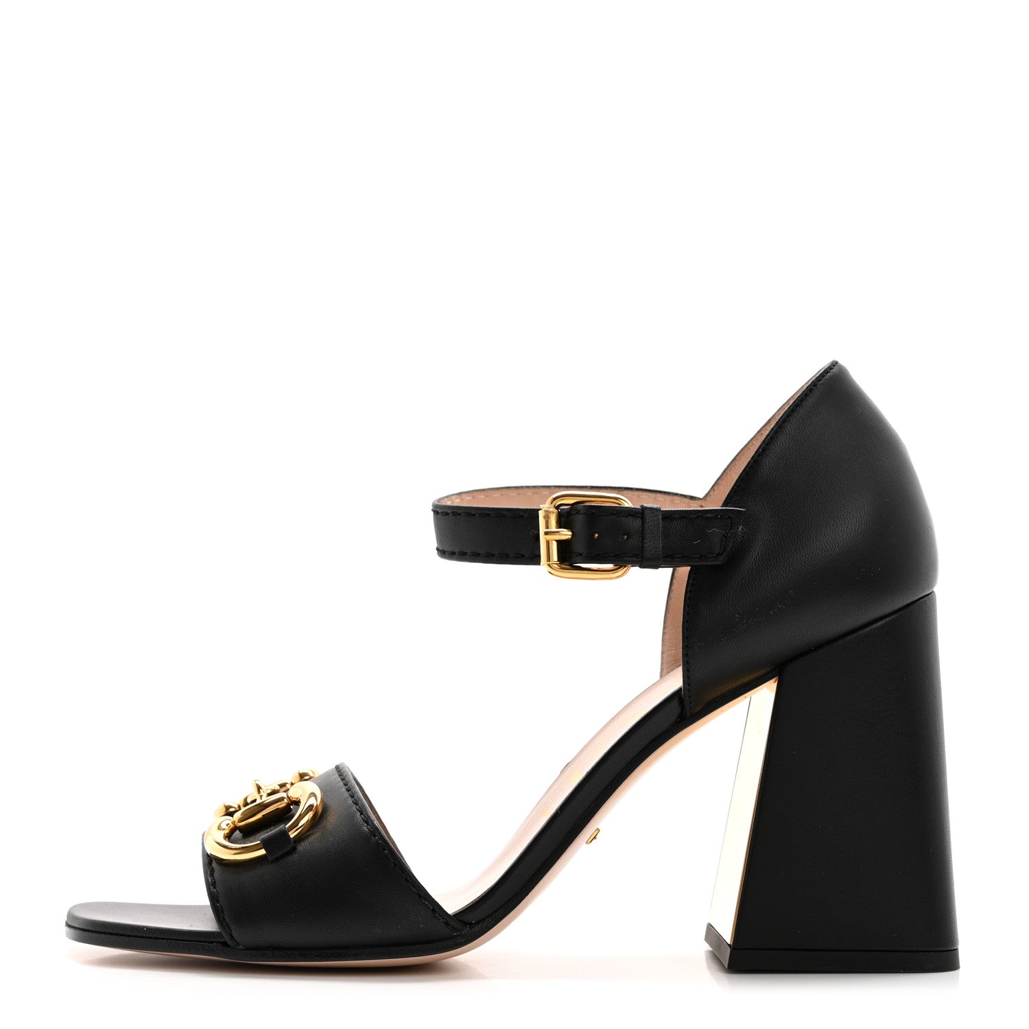 Gucci Nappa Horsebit Cross Strap 95mm Sandals 40.5 Black 1 of 11