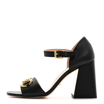 Gucci Nappa Horsebit Cross Strap 95mm Sandals 40.5 Black 1 of 11