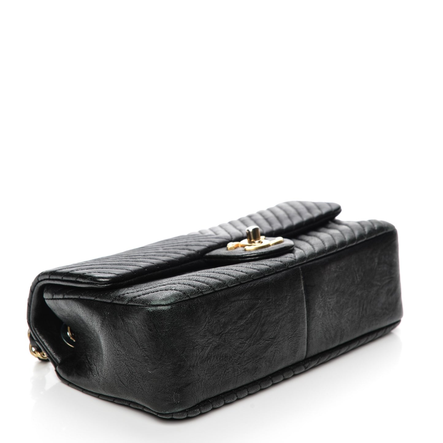 Calfskin Surpique Chevron Small Flap Black