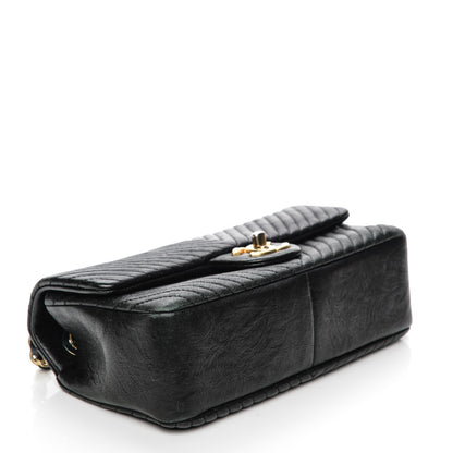 Chanel Calfskin Surpique Chevron Small Flap Black 4 of 10