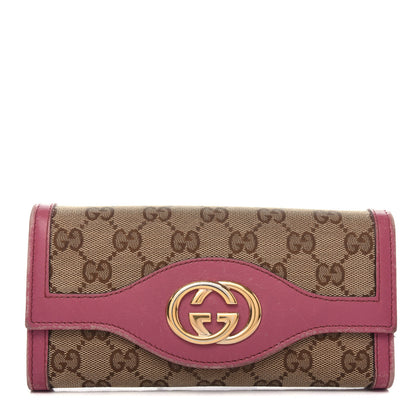 Gucci Monogram Margaux Calfskin Sukey Continental Wallet Beige Ebony Vintage Rose 1 of 7