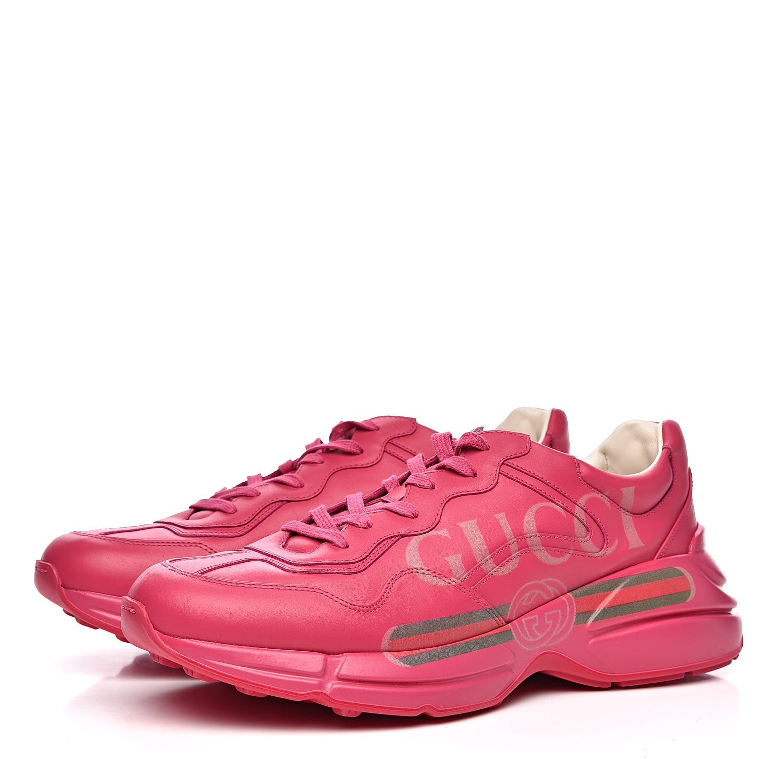 Gucci Calfskin Logo Mens Rhyton Sneakers 12.5 Box Pink 3 of 10