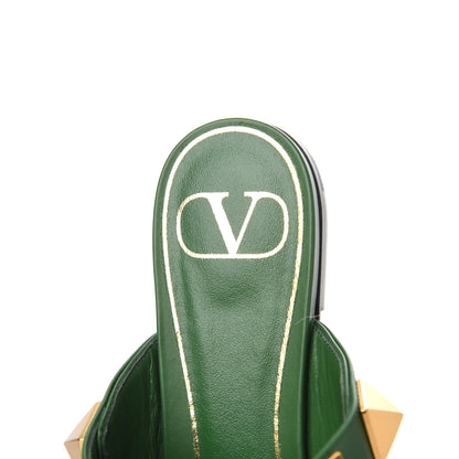 Valentino Garavani Calfskin Roman Stud Ankle Strap Flat Mules 36.5 Fern 7 of 12