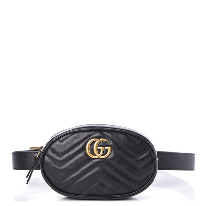 Gucci Calfskin Matelasse GG Marmont Belt Bag 95 38 Black 1 of 12