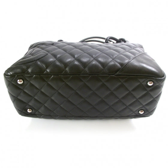 Calfskin Quilted Large Cambon Bowler Black