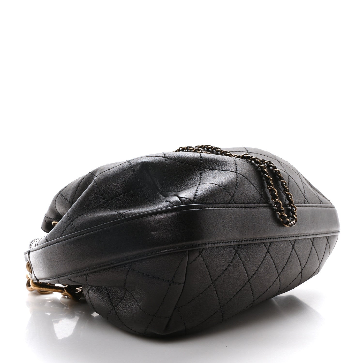 Chanel Calfskin Stitched Small Paris Rome Drawstring CC Bag Black 4 of 10