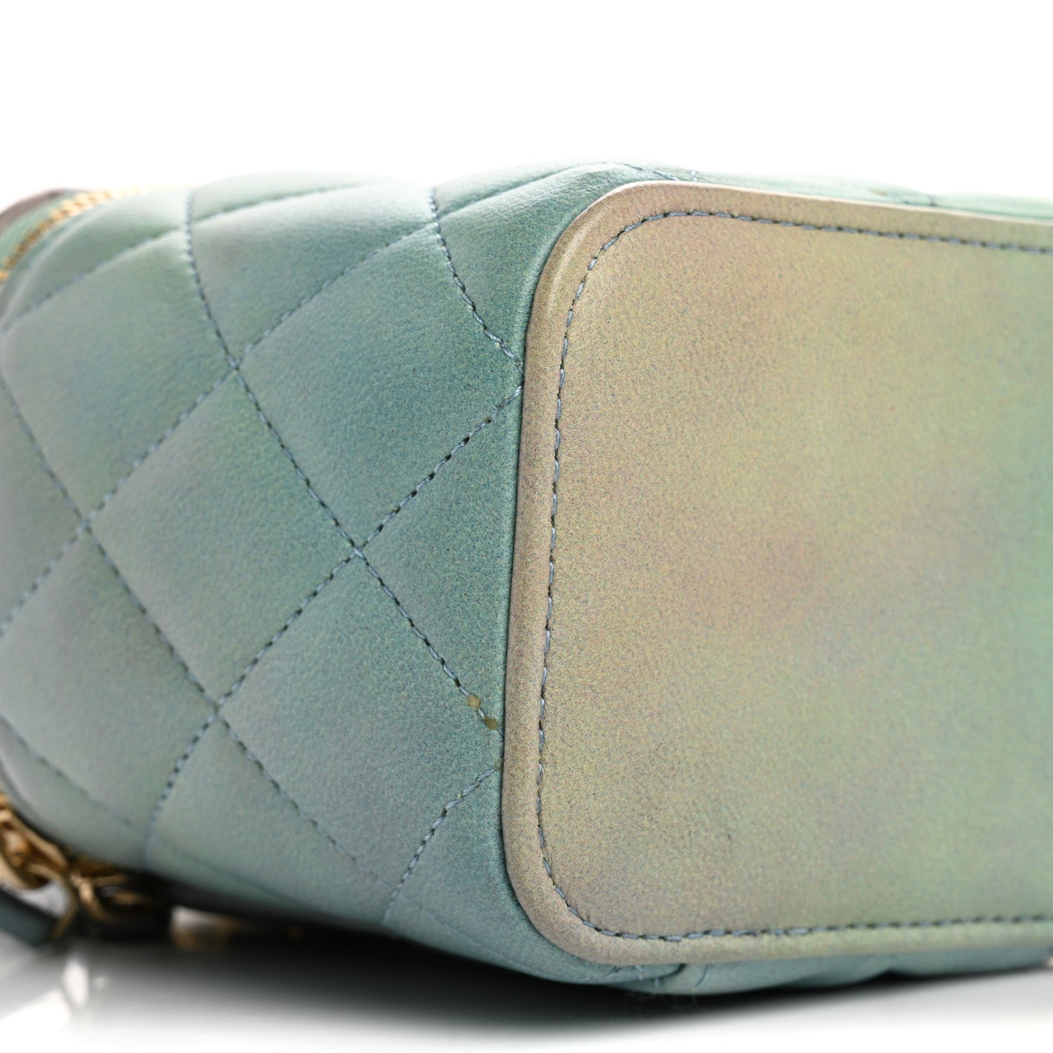 Chanel Lambskin Quilted Ombre Top Handle Mini Vanity Case With Chain Blue Green 9 of 14