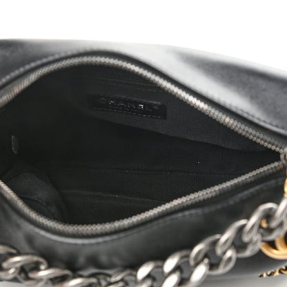 Chanel Calfskin Chain 20s Signature Hobo Black 7 of 11