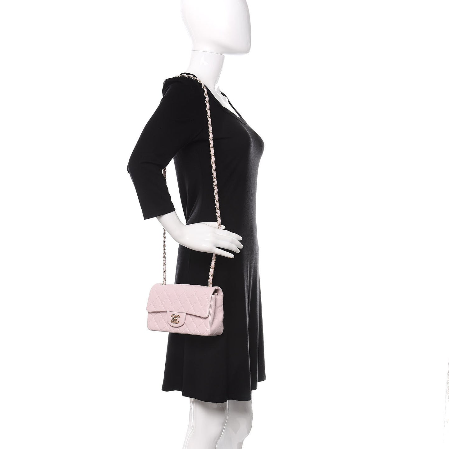 Lambskin Quilted Mini Rectangular Flap Light Pink