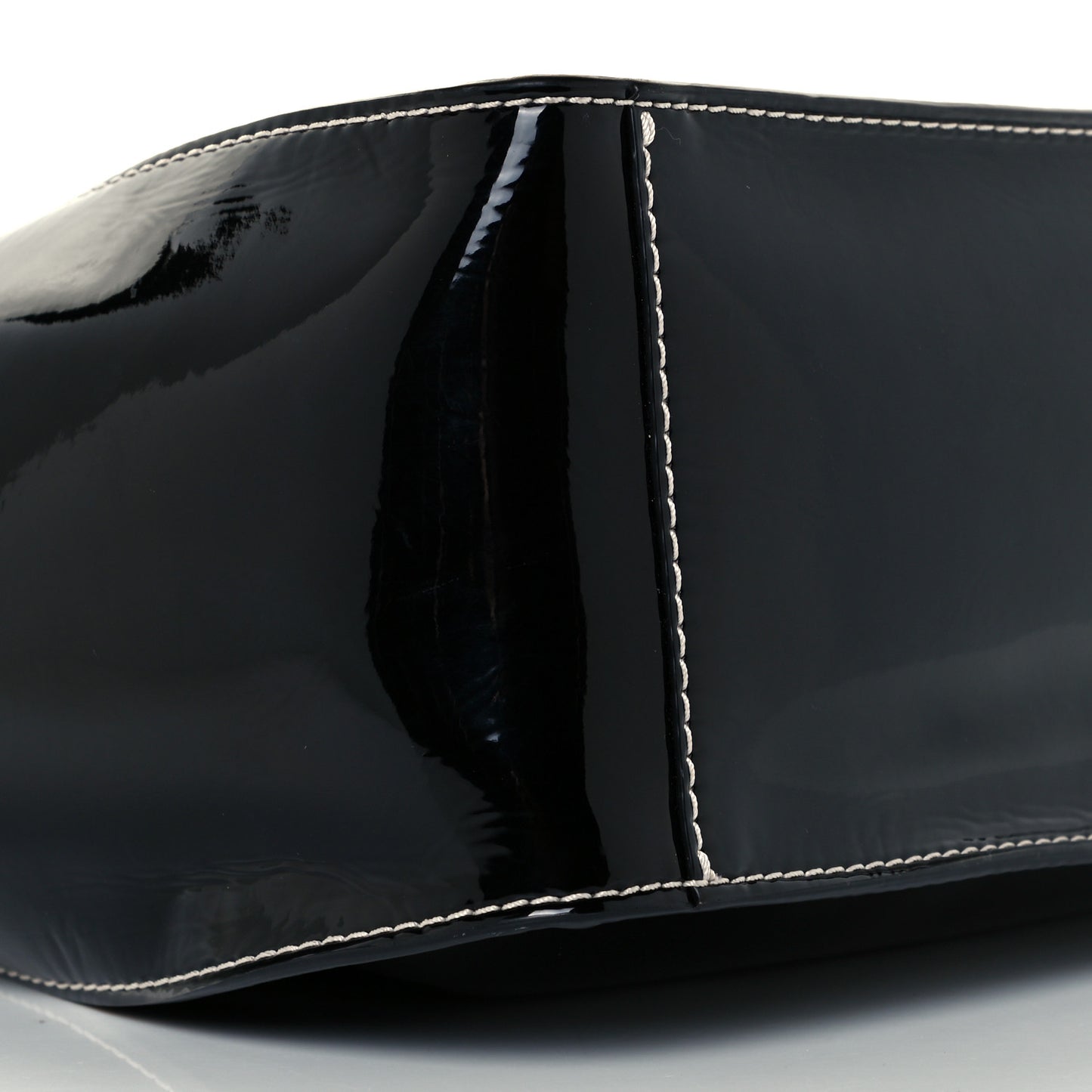 Patent East West Perforated Tote Black