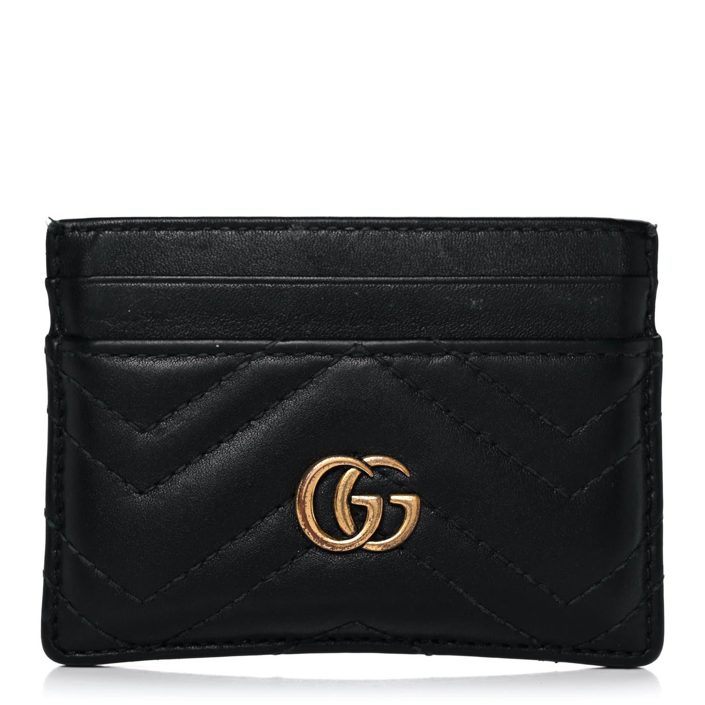 Calfskin Matelasse GG Marmont Card Holder Black