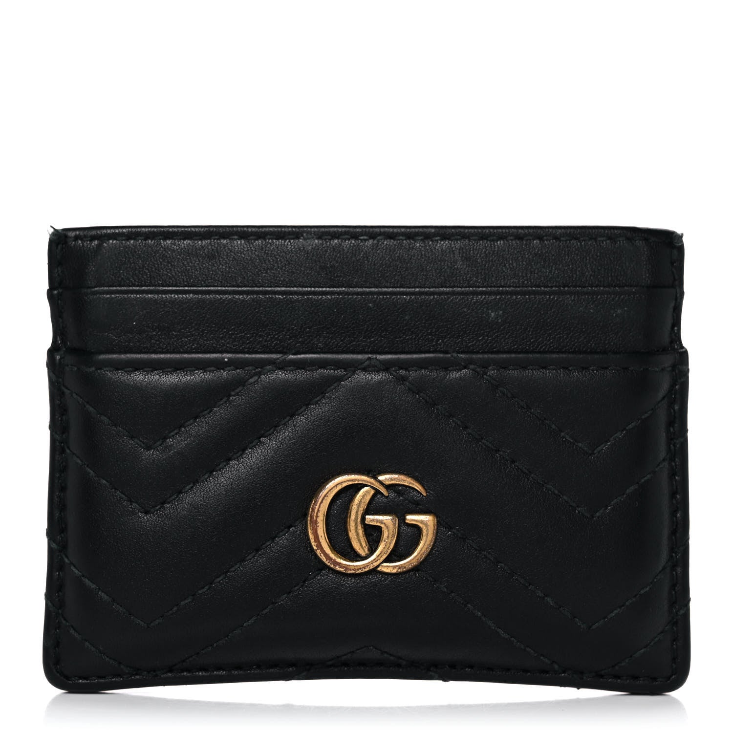 Gucci Calfskin Matelasse GG Marmont Card Holder Black 1 of 14