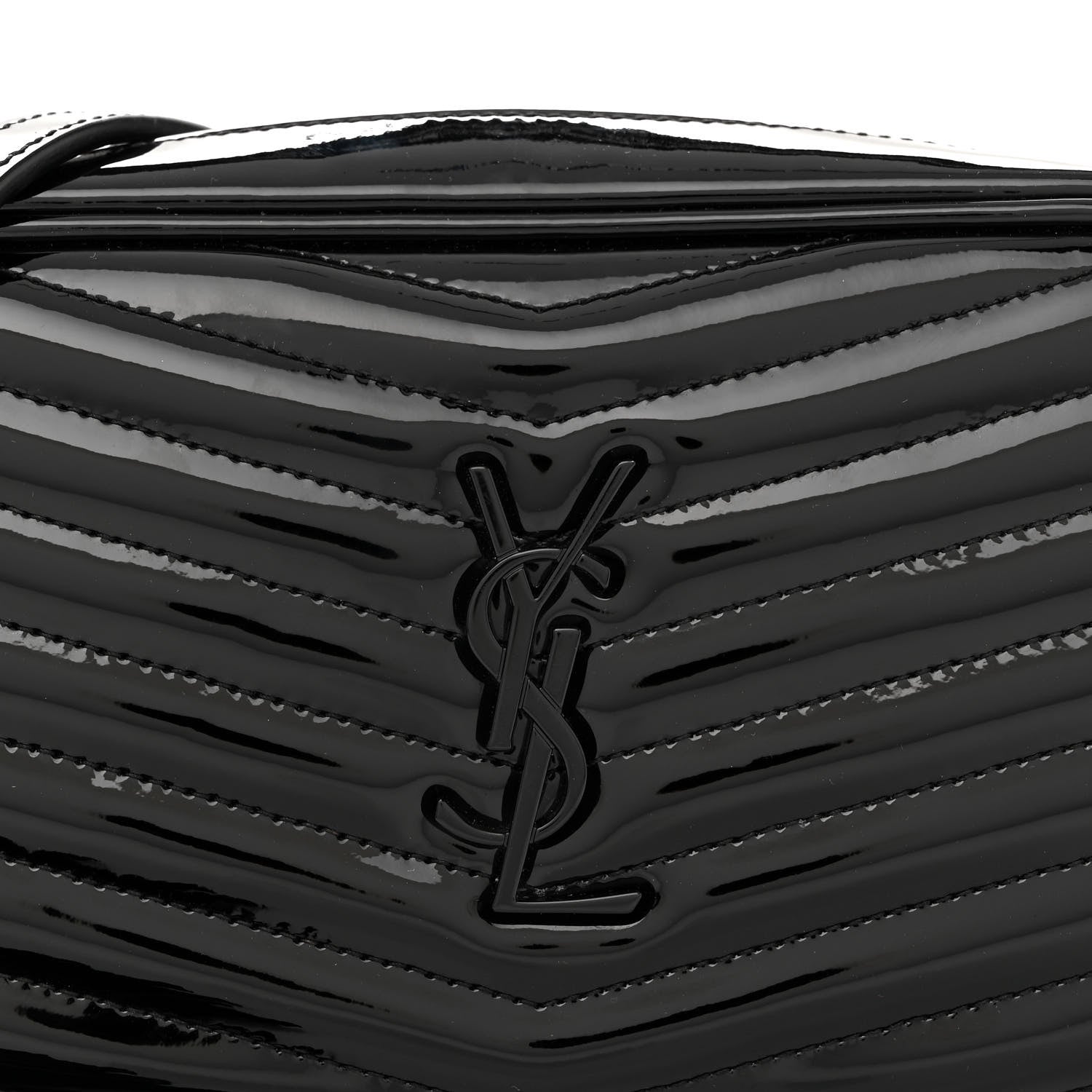 Saint Laurent Patent Calfskin Matelasse Monogram Mini Lou Camera Bag Black 8 of 11