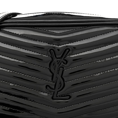 Saint Laurent Patent Calfskin Matelasse Monogram Mini Lou Camera Bag Black 8 of 11