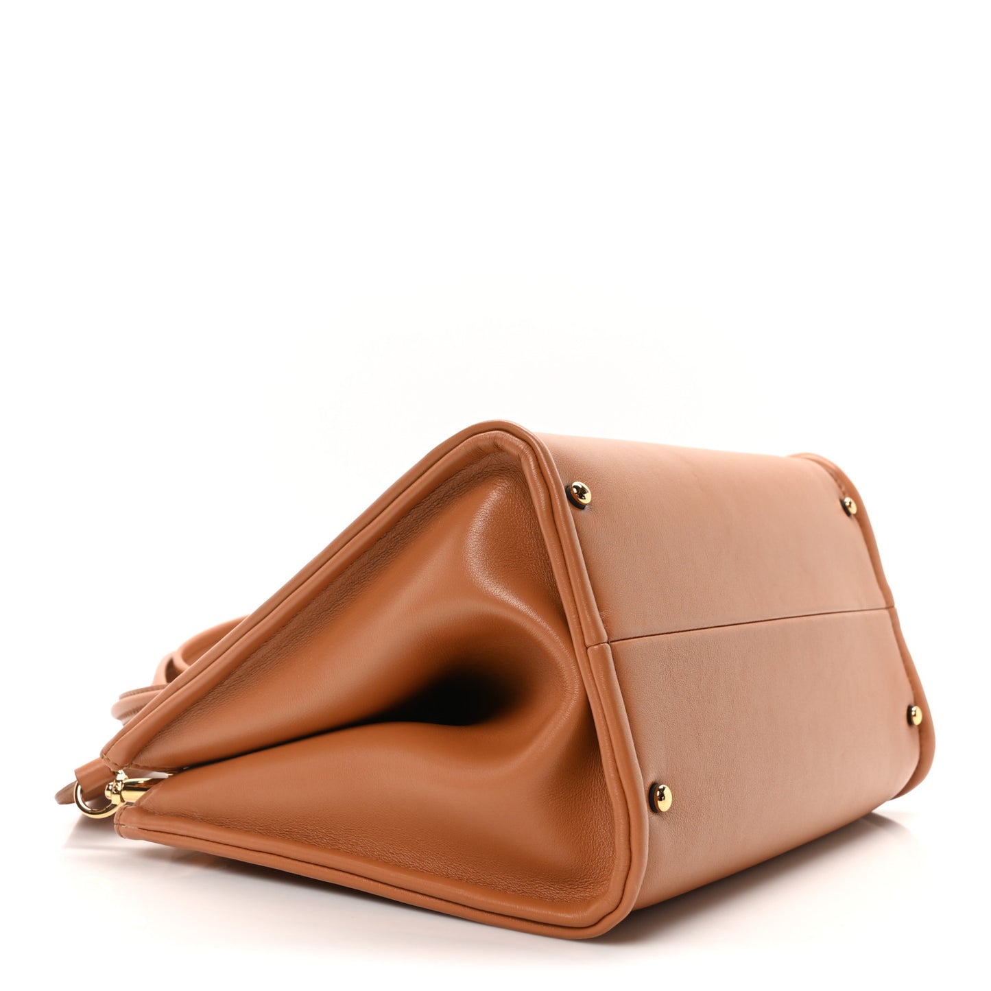 Calfskin Vlogo Locker Small Top Handle Saddle Brown