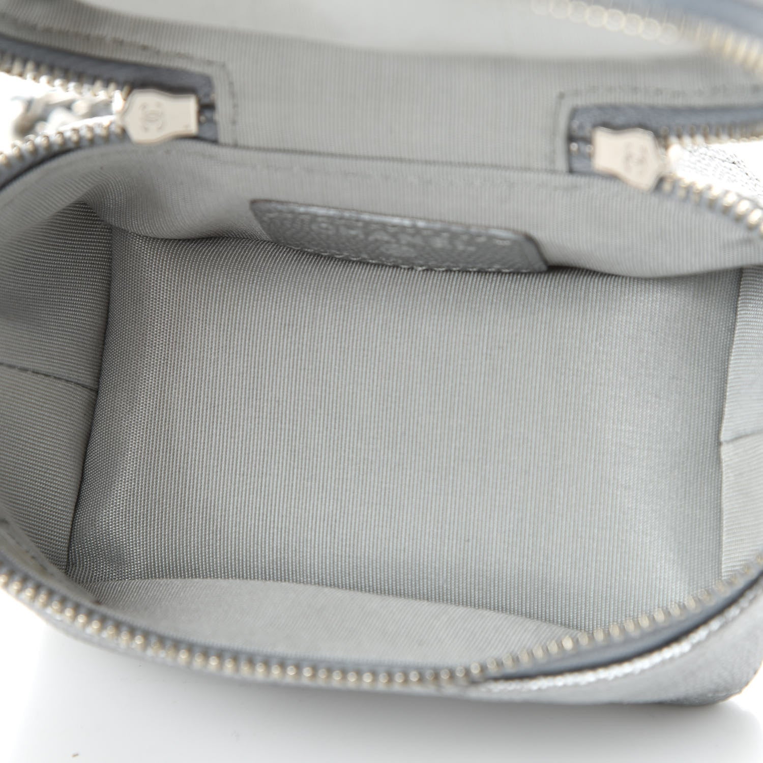 Chanel Metallic Caviar Quilted Mini Top Handle Vanity With Chain Silver 5 of 11