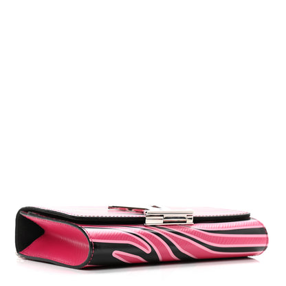 Louis Vuitton Calfskin Embossed Chain Louise MM Fuchsia Black 6 of 12