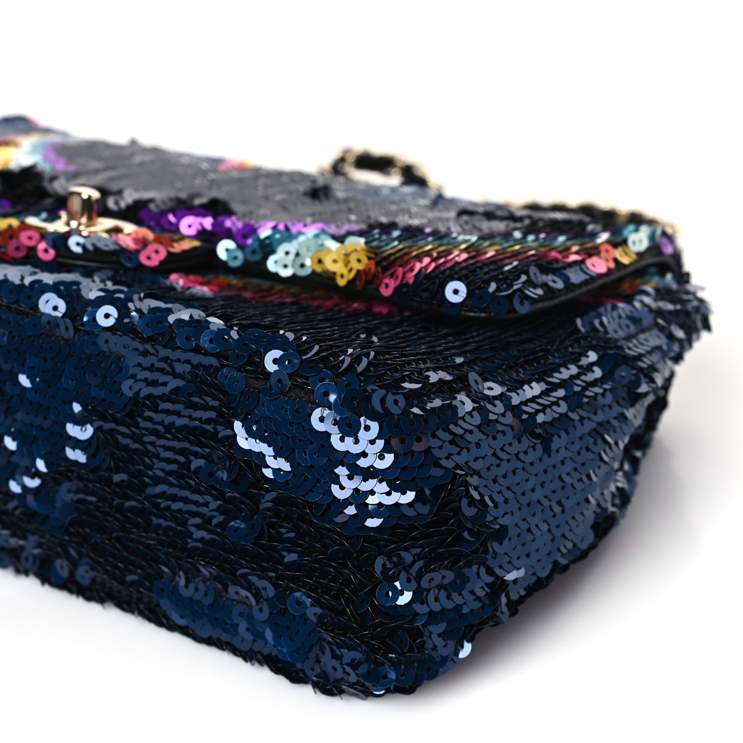 Chanel Sequin Medium Single Flap Blue Black Multicolor 9 of 9